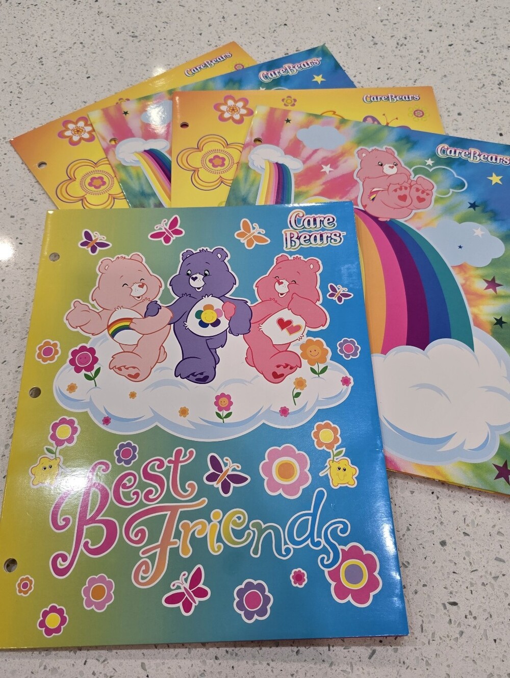 5 Vintage Care Bears School Folders Lot 2006 FAB Starpoint Colorful Floral Love